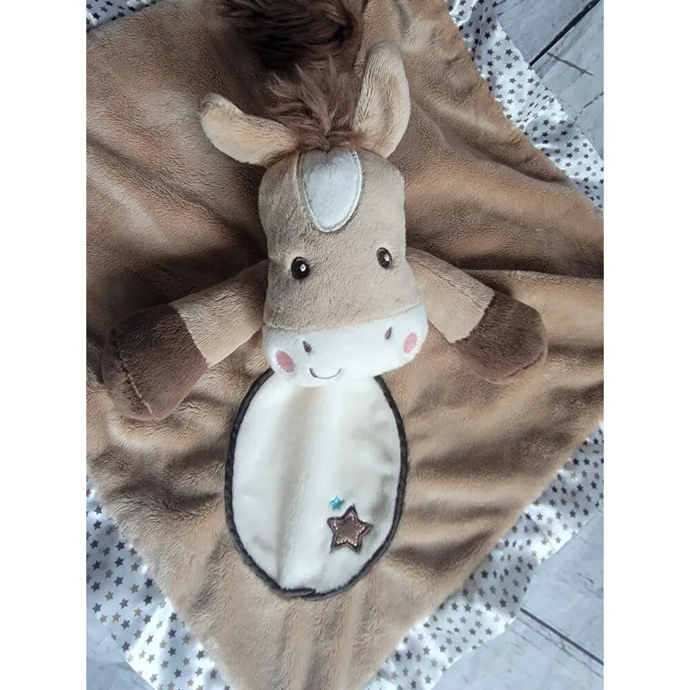 Douglas Baby Plush Pony Horse Lovey Satin Trim Star Security Blanket 15